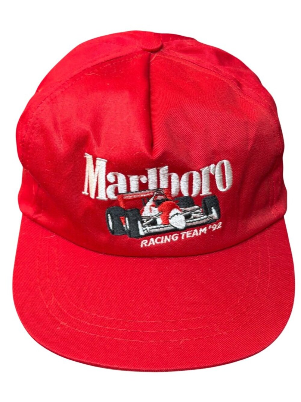 Vintage Marlboro Racing Team 92 Red Snapback Hat Vanguard Formula 1 Embroidered